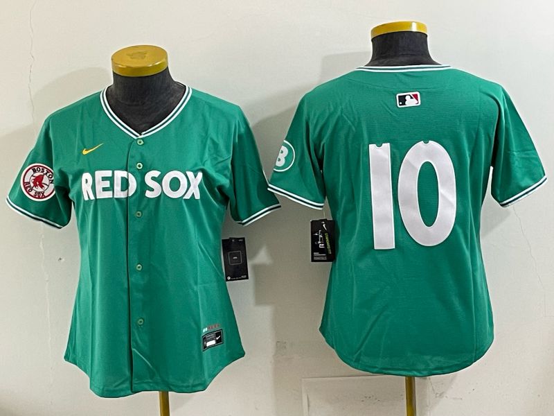 Women 2025 Boston Red Sox 10 No Name Drak Green Joint Name Nike MLB Jersey 06
